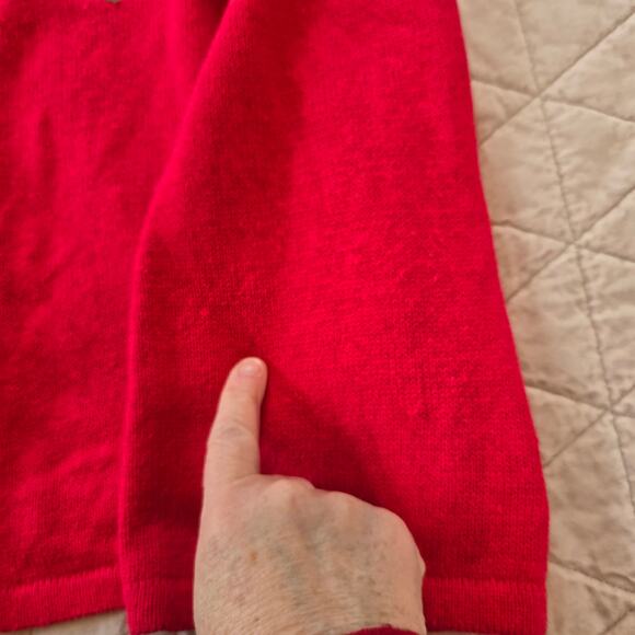 Vintage Tiara Cardigan Sweater Womens M Pink Embellished Poinsettia Festive - Picture 8 of 8